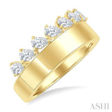 5/8 Ctw Pear Cut Diamond Bold Gold Fashion Wide Band in 14K Yellow Gold