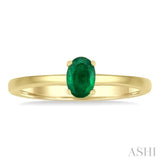 6x4 MM Oval Shape Emerald Precious Solitaire Ring in 14K Yellow Gold