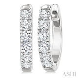1/2 Ctw Round Cut Diamond Hoop Earrings in 14K White Gold