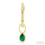 5x3 MM Bezel Set Pear Cut Emerald Precious Fashion Huggie Earrings in 14K Yellow Gold