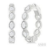 1 Ctw Bezel Set Marquise Cut Diamond Fashion Hoop Earrings in 14K White Gold