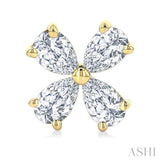 1/2 Ctw Floral Pear Cut Diamond Stud Earrings in 14K Yellow Gold