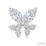 3/8 Ctw Marquise and Round Cut Diamond Criss Cross Fish Stud Earrings in 14K White Gold
