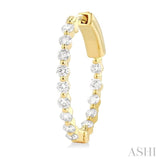 1 Ctw Inside-Out Single Prong Set Round Cut Diamond Hoop Earrings in 14K Yellow Gold