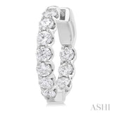 2 Ctw Inside-Out Embellished Round Cut Diamond Hoop Earrings in 14K White Gold