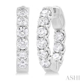 3 Ctw Inside-Out Embellished Round Cut Diamond Hoop Earrings in 14K White Gold