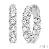 5 Ctw Inside-Out Embellished Round Cut Diamond Hoop Earrings in 14K White Gold