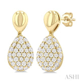1/3 Ctw Pear Shape Mount Pave Set Round Cut Diamond Fashion Earrings in 10K Yellow Gold