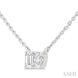 1/3 Ctw Toi Et Moi Octagon and Oval Cut Diamond Pendant With Chain in 14K White Gold