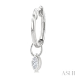 1/3 Ctw Bezel Set Marquise Cut Diamond Huggie Earrings in 14K White Gold