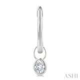 1/3 Ctw Bezel Set Oval Cut Diamond Huggie Earrings in 14K White Gold