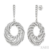 1 Ctw Open Window Swirl Circle Round Cut Diamond Fashion Earrings in 14K White Gold