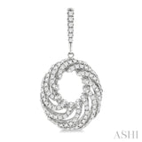 1 Ctw Open Window Swirl Circle Round Cut Diamond Fashion Earrings in 14K White Gold