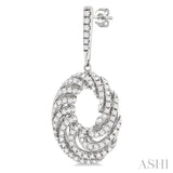 1 Ctw Open Window Swirl Circle Round Cut Diamond Fashion Earrings in 14K White Gold