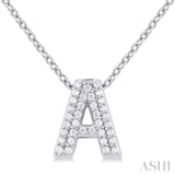 1/10 Ctw Bubble Accent Initial 'A' Round Cut Diamond Fashion Pendant With Chain in 10K White Gold