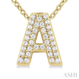 1/10 Ctw Bubble Accent Initial 'A' Round Cut Diamond Fashion Pendant With Chain in 10K Yellow Gold