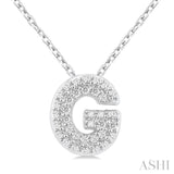 1/10 Ctw Initial 'G' Round Cut Diamond Fashion Pendant With Chain in 10K White Gold