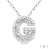 1/10 Ctw Initial 'G' Round Cut Diamond Fashion Pendant With Chain in 10K White Gold