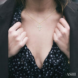 1/6 Ctw Round Cut Diamond Christian Cross 6-Stone Fashion Pendant With Chain in 14K Yellow Gold