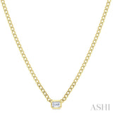 1/5 Ctw Bezel Set Octagon Cut Diamond Curb Link Fashion Necklace in 14K Yellow Gold