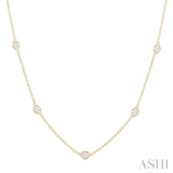 1 1/2 Ctw Bezel Set Oval Cut Diamond Station Necklace in 14K Yellow Gold
