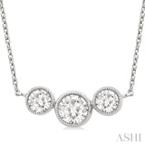 1 Ctw Past, Present & Future 3-Stone Bezel Set Round Cut Diamond Necklace in 14K White Gold
