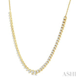 1 3/4 Ctw Halfway Graduated Round Cut Diamond Riviera Necklace in 14K Yellow Gold