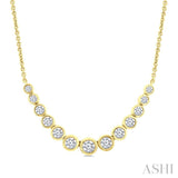 1 Ctw Graduated Bezel Set Round Cut Diamond Smile Necklace in 14K Yellow Gold