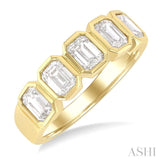 1 1/2 Ctw Bezel Set 5-Stone Emerald Cut Diamond Fashion Band in 14K Yellow Gold