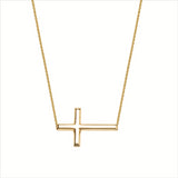 East2West Sterling Silver Sideways Cross in Yellow Gold Plate