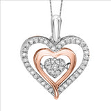 1/5ctw Cluster Diamond Sterling Silver and 10K Rhythm of Love Pendant