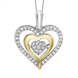 1/5ctw Cluster Diamond Sterling Silver and 10K Rhythm of Love Pendant