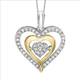 1/5ctw Cluster Diamond Sterling Silver and 10K Rhythm of Love Pendant