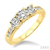1 Ctw Nine Stone Round Cut Diamond Engagement Ring in 14K Yellow Gold