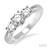 1 ctw Diamond Engagement Ring with 3/8 Ct Round Cut Center Stone in 14K White Gold