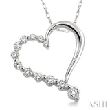 1/4 Ctw Round Cut Diamond Heart Half Journey Pendant in 14K White Gold with Chain