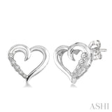 1/20 Ctw Single Cut Diamond Heart Shape Diamond Journey Earrings in Sterling Silver