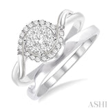 1/3 Ctw Diamond Lovebright Wedding Set with 1/3 Ctw Round Cut Engagement Ring and Shadow Band in 14K White Gold