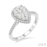 1/2 Ctw Pear Shape Diamond Lovebright Ring in 14K White Gold