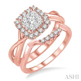 1/2 Ctw Diamond Lovebright Wedding Set with 1/2 Ctw Engagement Ring and 1/20 Ctw Wedding Band in 14K Rose and White Gold