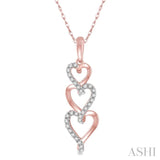 1/8 Ctw Ascending Interlocked Heart Round Cut Diamond Pendant With Link Chain in 10K Rose Gold