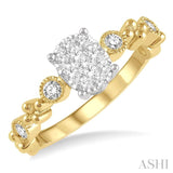 1/3 ct Oval Shape Accentuated Shank Lovebright Diamond Cluster Ring in 14K Yellow and White Gold