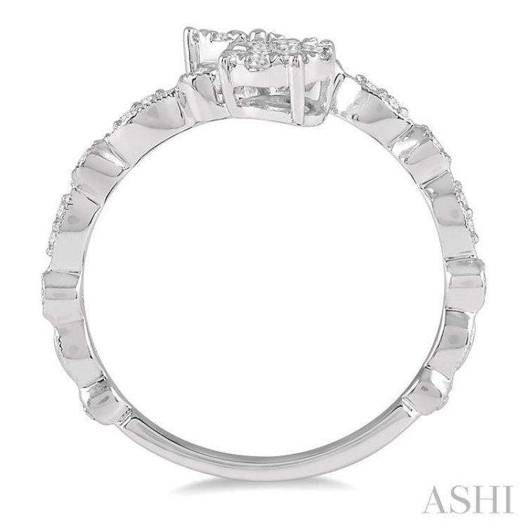 Oval Shape 2 Stone Lovebright Diamond Fashion Open Ring
