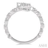 Oval Shape 2 Stone Lovebright Diamond Fashion Open Ring