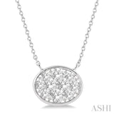 1/2 Ctw Oval Shape Lovebright Diamond Necklace in 14K White Gold