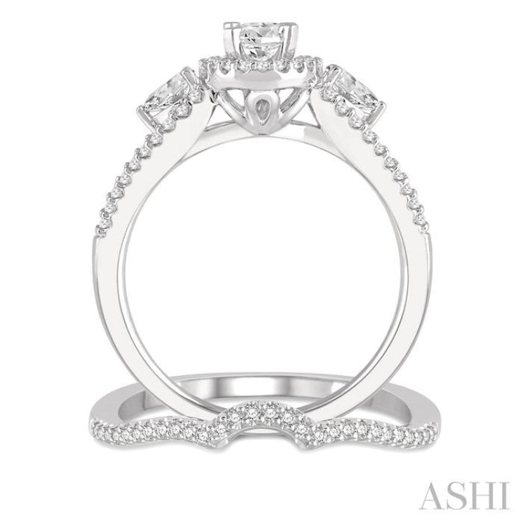 Oval Shape 3 Stone Diamond Wedding Set