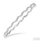 1/4 ctw Curvy Round Cut Diamond Stackable Bangle in 14K White Gold