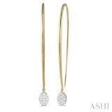 1/3 ctw Oval Shape Dangler Lovebright Round Cut Diamond Earring in 14K Yellow and White Gold
