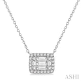 1/2 ctw Baguette and Round Cut Diamond Pendant Necklace in 14K White Gold