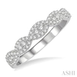 1/3 Ctw Entwined Mount Round Cut Diamond Stack Band in 14K White Gold